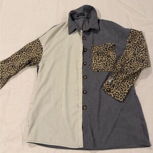 Leopard print button up shirt